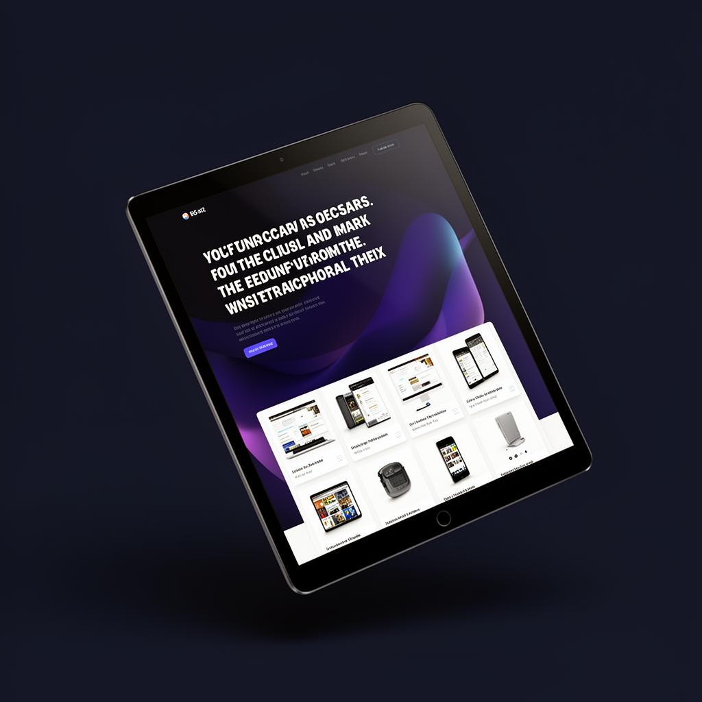 Website shown on a tablet